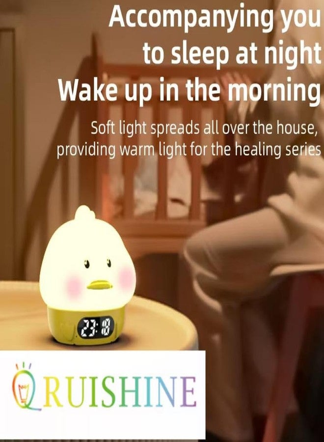 RUISHINE Alarm Clock Lights for Kids-Duck Night Lights,Temperature Display,RGB Color Changing, Wake up Timer, Rechargelable Touch Lamp for Breastfeeding,Silicone Baby Nursery Nightlight Duck - Image 4